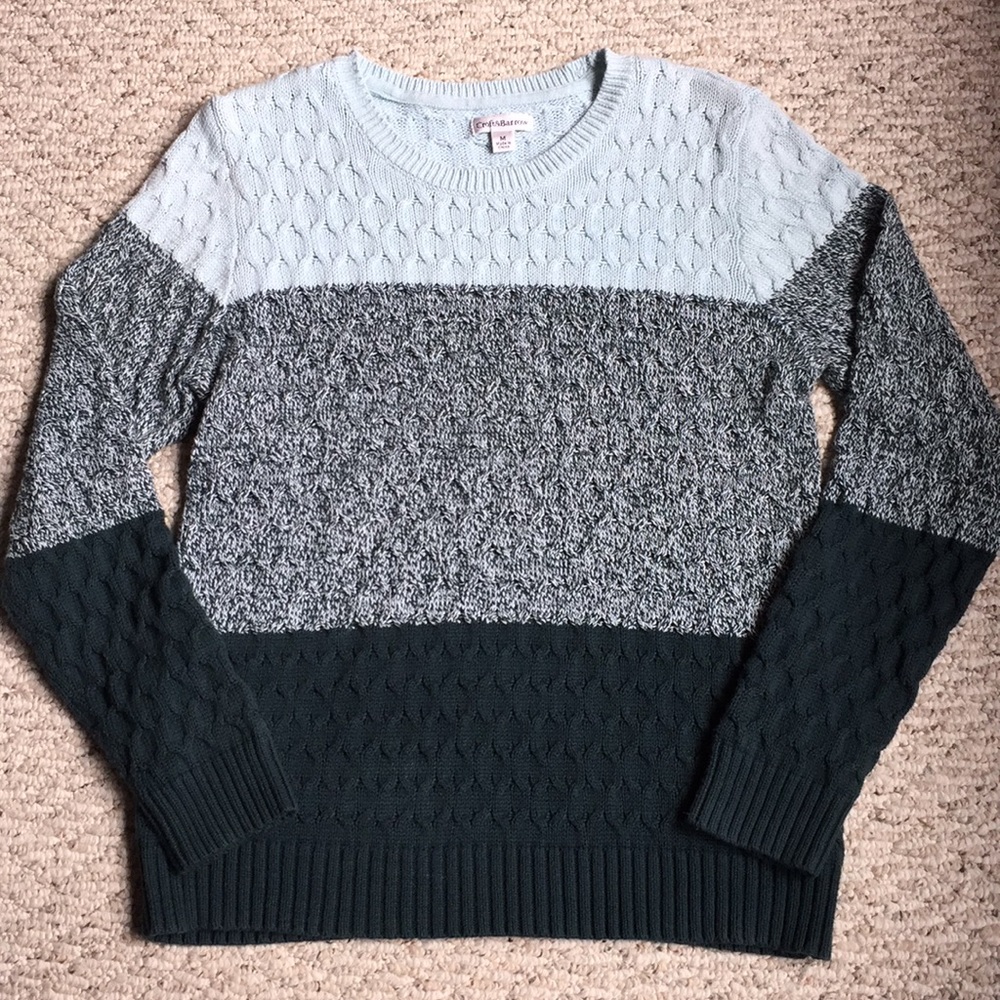 Ombré Teal Croft&Barrow Cable Knit Sweater Size M